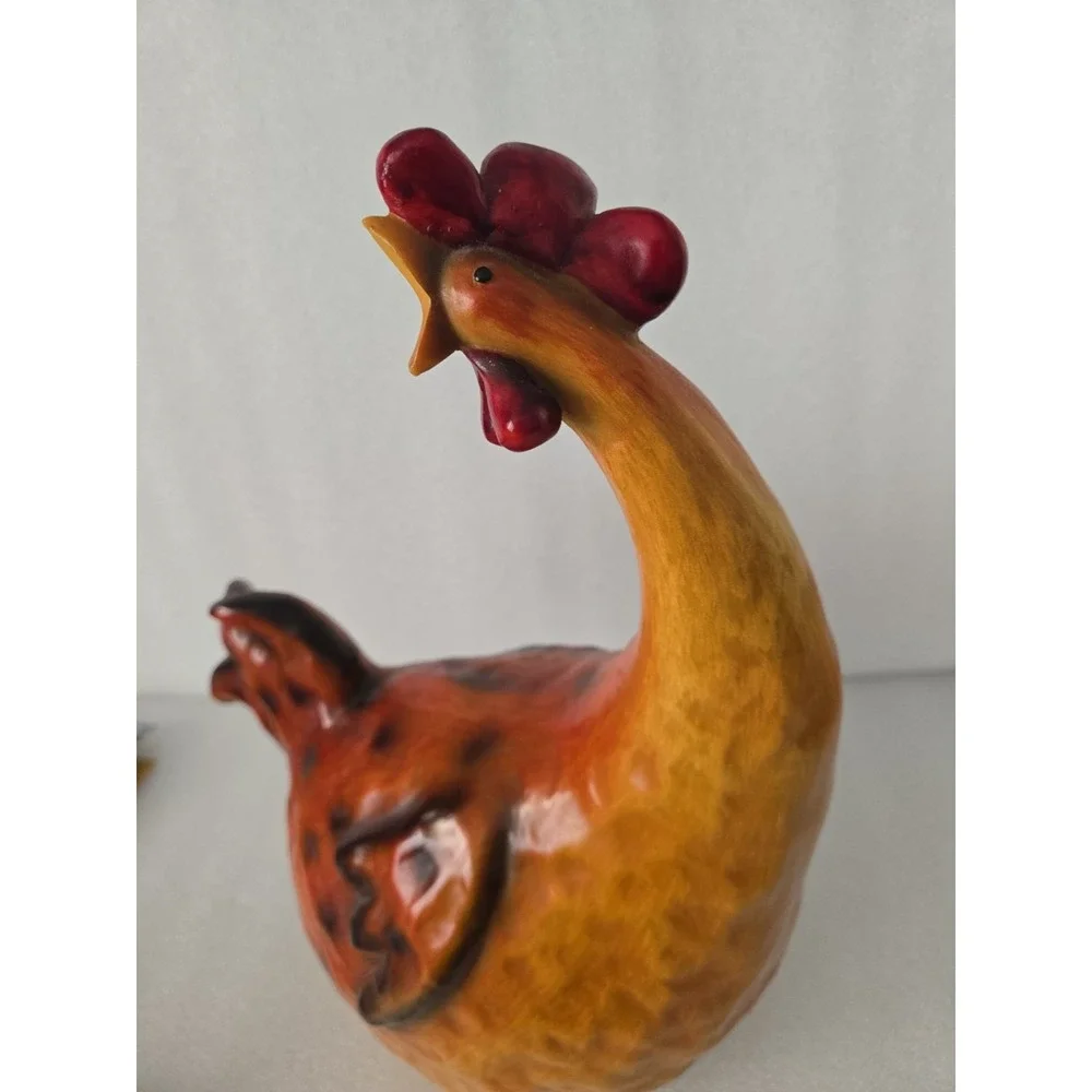 VTG EXQUISITE FUNNY ITALIAN CHICKEN HEN ROOSTER RESIN FIGURE LARGE 16.5